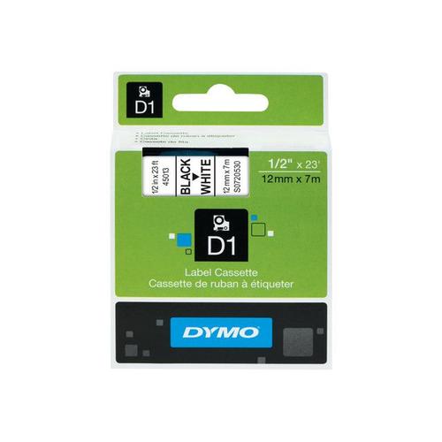 Dymo D1 - Ruban D'étiquettes Auto-Adhésives - Noir Sur Blanc - Rouleau (1,2 Cm X 7 M) 1 Rouleau(X) - Pour Labelmanager 160, 210d, 210d Kit, 210d Kit Case, 280, 360d, 420p, 420p Kit, 500ts, Pnp