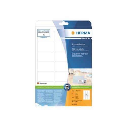 HERMA Special - Étiquettes d'adresse autocollantes - blanc - 63.5 x 38.1 mm 525 unités ( 25 feuille(s) x 21 )
