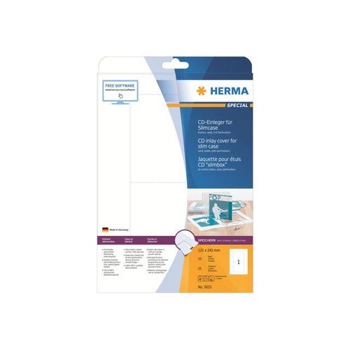 HERMA Special - Étiquettes / inserts pour CD - Ultra blanc - 121 x 242 mm 25 feuille(s)
