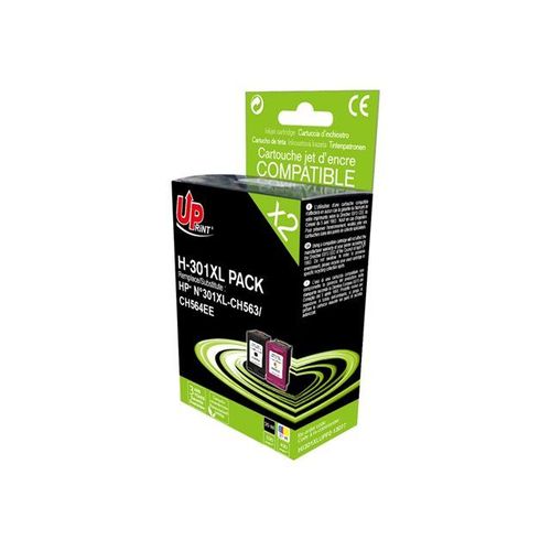 UPrint - Pack de 2 - remanufacturé - cartouche d'encre (équivalent à : HP CH563EE, HP 301XL, HP CH564EE ) - pour HP Deskjet 15XX, 2050A J510, 2054A J510, 25XX; Envy 45XX, 55XX; Officejet 26XX...