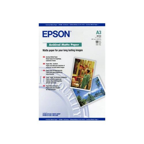 Epson Archival Matte Paper - Papier mat - A3 (297 x 420 mm) - 192 g/m² - 50 feuille(s) - pour Stylus Pro 4900 Spectro_M1; SureColor P400, P800, SC-P10000, P20000, P400, P6000, P8000