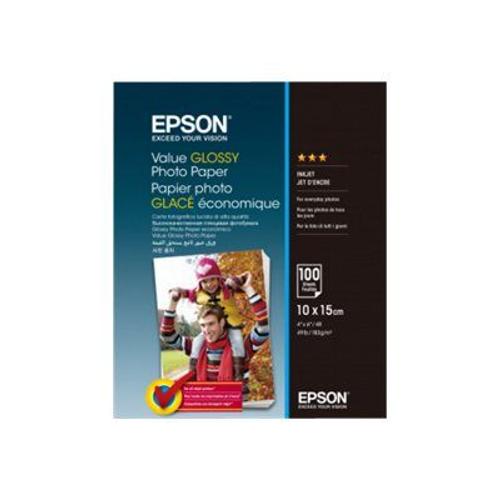 Epson Value - Papier photo brillant - 100 x 150 mm - 183 g/m² - 100 feuille(s) - pour Epson L382, l386, L486; EcoTank ET-3600