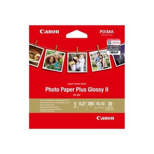 Canon Photo Paper Plus II PP-201 - Papier photo glacé - 270 microns 130 x 130 mm - 265 g/m² - 20 feuille(s) - pour PIXMA iP110, iP1980, iP4870, iP8770, iX6560, iX6770, MP258, MX727, PRO-1...