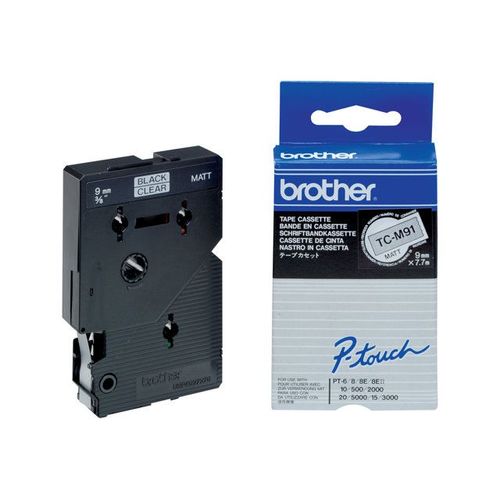 Brother TCM91 - Bande matte - 9 mm x noir sur transparent - - pour P-Touch PT-2000, PT-3000, PT-500, PT-5000, PT-8E