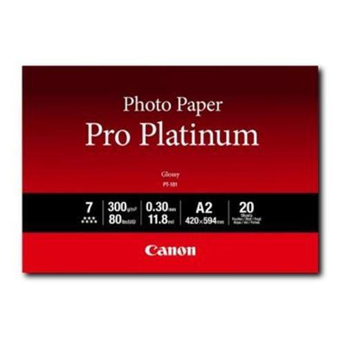 Canon Pro Platinum PT-101 - Papier photo glacé à fort grammage - 300 micromètres A2 (420 x 594 mm) - 300 g/m² - 20 feuille(s)