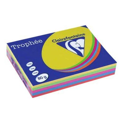Clairefontaine Trophee - Papier Ordinaire - Turquoise, Menthe, Fuchsia, Rouge Cardinal, Soleil - A3 (297 X 420 Mm) - 80 G/M² - 500 Feuille(S)