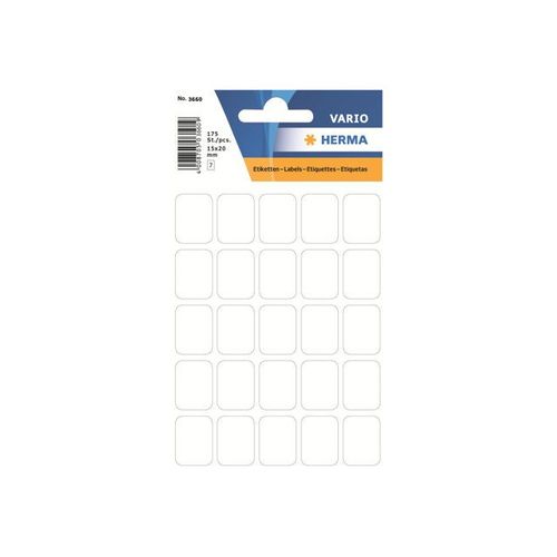 HERMA - Étiquettes en papier autocollantes - blanc - 15 x 20 mm 175 étiquette(s) ( 7 feuille(s) x 25 )