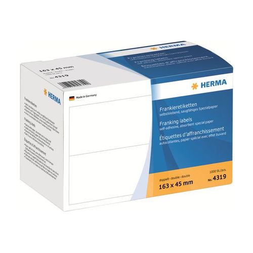 HERMA Franking labels - Étiquettes en papier autocollantes - blanc - 163 x 45 mm 1000 étiquette(s) ( 500 feuille(s) x 2 )
