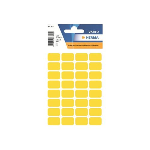 Herma - Étiquettes En Papier Autocollantes - Jaune - 12 X 19 Mm 160 Étiquette(S) ( 5 Feuille(S) X 32 )