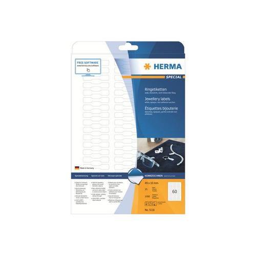 HERMA Special - Étiquettes en papier bijou opaque mat autocollant permanent - blanc - 49 x 10 mm 1500 étiquette(s) ( 25 feuille(s) x 60 )