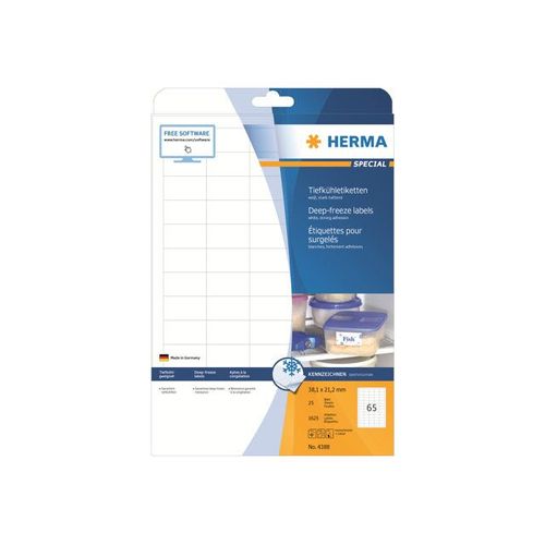 HERMA Special - Étiquettes mates autocollantes permanentes pour la surgélation - blanc - 38.1 x 21.2 mm 1625 étiquette(s) ( 25 feuille(s) x 65 )