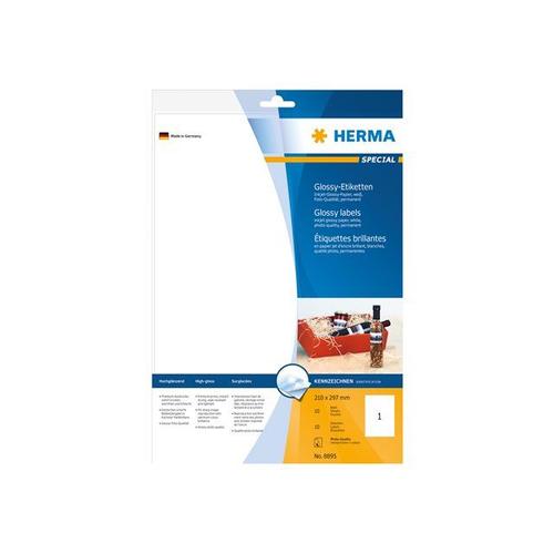 HERMA Special - Étiquettes d'adresse en papier brillant autocollant permanent - blanc - A4 (210 x 297 mm) - 120 g/m² - 10 étiquette(s)