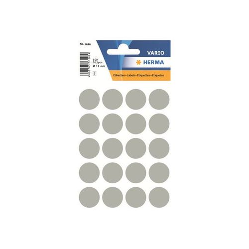 Herma - Étiquettes En Papier Autocollantes - Gris - Diamètre 19 Mm 100 Étiquette(S) ( 5 Feuille(S) X 20 )