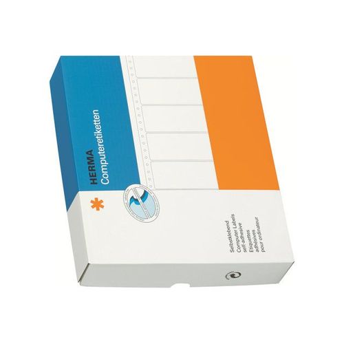 HERMA Computer labels - Étiquettes en papier continu mat autocollant permanent perforé - blanc - 81.28 x 35.7 mm 16000 étiquette(s) ( 4 feuille(s) x 4000 )