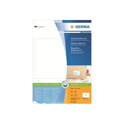 HERMA Premium - Étiquettes d'adresse en papier plastifiées mates autocollantes permanentes - blanc - 148.5 x 205 mm 400 étiquette(s)