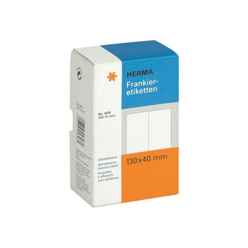 HERMA Franking labels - Étiquettes en papier mates autocollantes - blanc - 130 x 40 mm 500 étiquette(s) ( 250 feuille(s) x 2 )