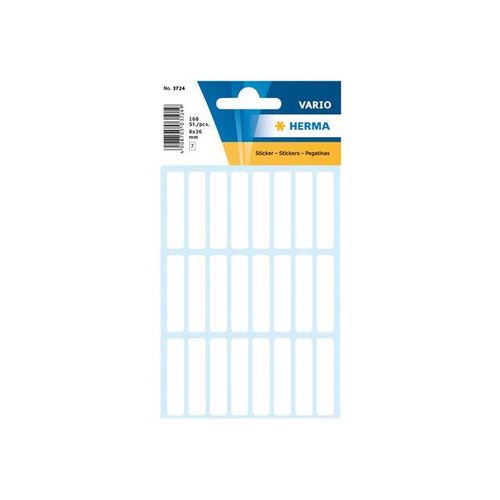 Herma - Étiquettes En Papier Autocollantes - Blanc - 8 X 36 Mm 168 Étiquette(S) ( 7 Feuille(S) X 24 )
