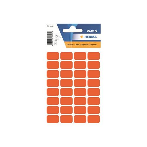 Herma - Étiquettes En Papier Autocollantes - Rouge - 12 X 19 Mm 160 Étiquette(S) ( 5 Feuille(S) X 32 )