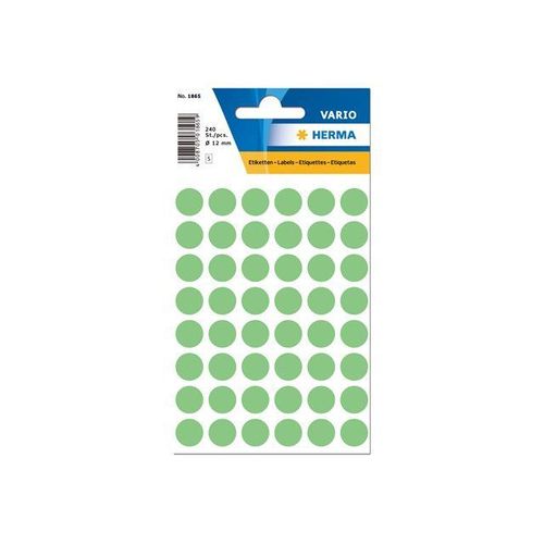 HERMA - Étiquettes en papier autocollantes - vert - diamètre 12 mm 240 étiquette(s) ( 5 feuille(s) x 48 )