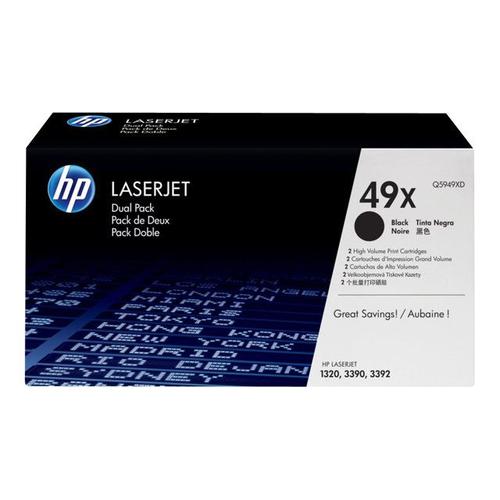 HP 49X - Pack de 2 - à rendement élevé - noir - originale - LaserJet - cartouche de toner ( Q5949XD ) - pour LaserJet 1320, 1320n, 1320nw, 1320t, 1320tn, 3390, 3392