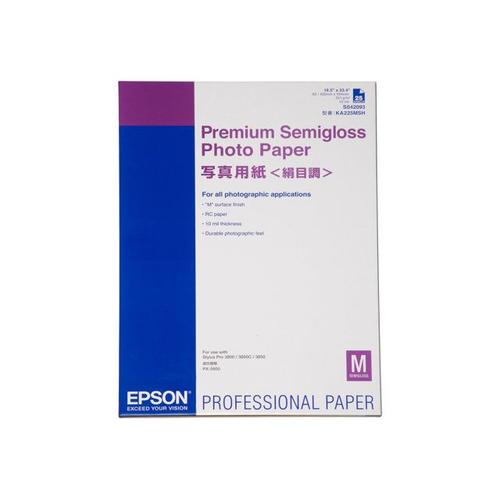 Epson Premium Semigloss Photo Paper - Papier semi-brillant - A2 (420 x 594 mm) - 251 g/m² - 25 feuille(s) - pour Stylus Pro 4900 Spectro_M1; SureColor P800, SC-P10000, P20000, P6000, P7000...