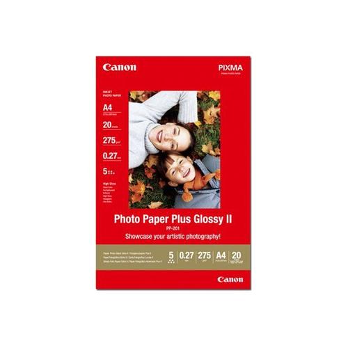 Canon Photo Paper Plus II PP-201 - Papier photo brillant - A4 (210 x 297 mm) - 275 g/m² - 20 feuille(s) - pour PIXMA iP100, iP2600, iP2700, iX7000, MG2555, MG8250, MX7600, MX850, PRO-1, PRO-10...