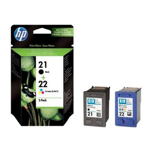 HP 21/22 Combo Pack - Pack de 2 - noir, couleur (cyan, magenta, jaune) - originale - cartouche d'encre - pour Deskjet D1560, D2466, D2468, F2128, F2185, F2187, F2188, F2280, F4175, F4188, F4190...