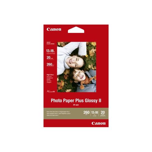 Canon Photo Paper Plus II PP-201 - Papier photo brillant - 130 x 180 mm - 260 g/m² - 20 feuille(s) - pour PIXMA iP2700, iX7000, MG2555, MP210, MP520, MP610, MP970, MX300, MX310, MX700, MX850