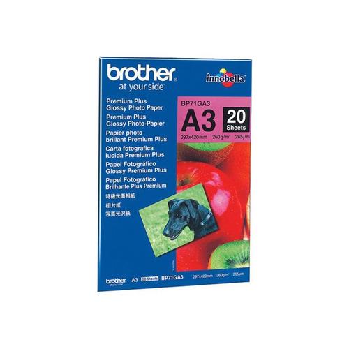 Brother Innobella Premium Plus BP71GA3 - Papier photo brillant - A3 (297 x 420 mm) - 260 g/m² - 20 feuille(s) - pour Brother DCP-J4225, MFC-J4720, J5620, J5720, J5820, J6530, J6573, J6930, J6973...