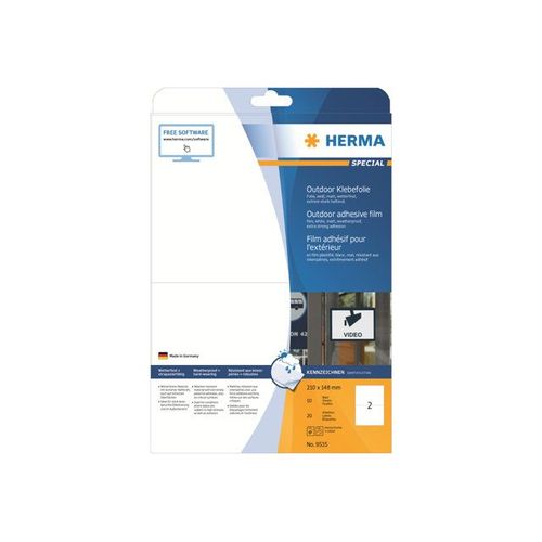HERMA Special - Étiquettes en film mat autocollant polyéthylène pour extérieur - blanc - 210 x 148 mm 20 étiquette(s) ( 10 feuille(s) x 2 )