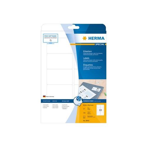 HERMA Special - Étiquettes d'adresse en papier couché mat autocollant  permanent - blanc - 83.8 x 50.8 mm - 90 g/m² - 250 étiquette(s) ( 25  feuille(s) x 10 )
