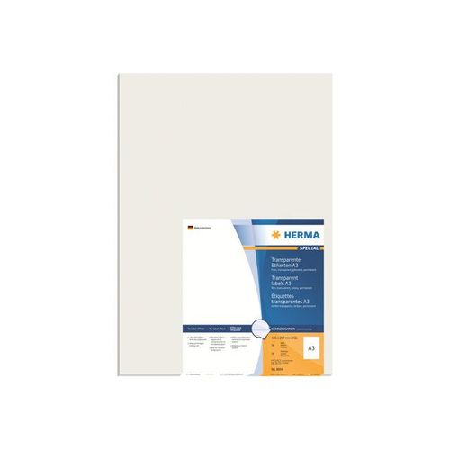 HERMA Special - Étiquettes en film autocollant permanent ultra brillant - transparent - A3 (297 x 420 mm) 50 étiquette(s)