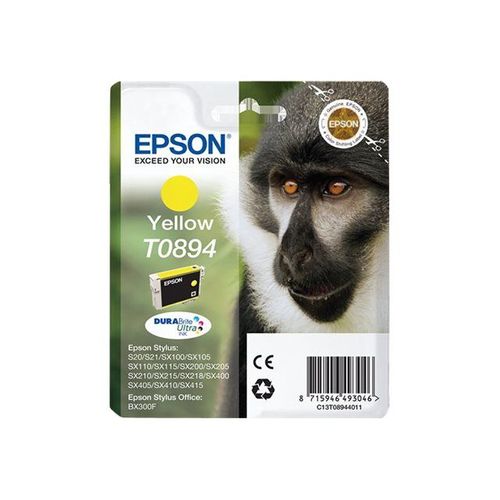 Epson T0894 - 3.5 Ml - Jaune - Originale - Emballage Coque Avec Alarme Radioélectrique/ Acoustique - Cartouche D'encre - Pour Stylus S21, Sx100, Sx105, Sx115, Sx200, Sx215, Sx400, Sx405, Sx415;...