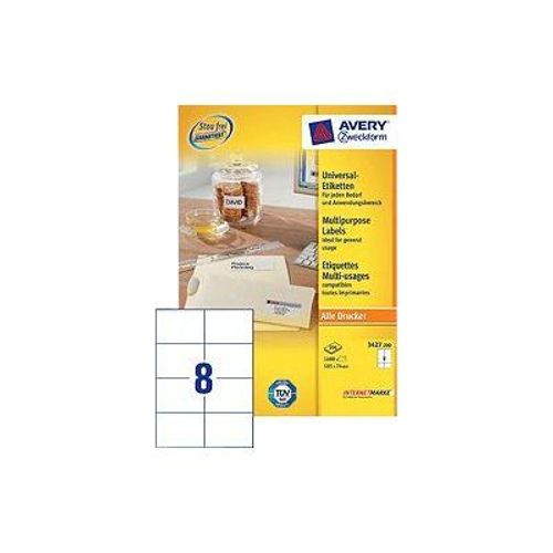 Avery Zweckform Universal - Étiquettes en papier polyvalentes adhésives permanentes - blanc - 105 x 74 mm 1600 étiquette(s) ( 200 feuille(s) x 8 )