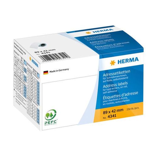 HERMA - Étiquettes d'adresses mates autocollantes - blanc - 89 x 42 mm 250 unités ( 1 rouleau(x) x 250 )