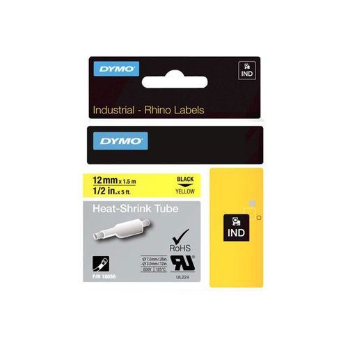 DYMO RhinoPRO Heat shrink tubing - Gaines thermo-rétractables en polyoléfine - jaune - rouleau (1,2 cm x 1,5 m) 1 rouleau(x) - pour Rhino 4200, 6000, 6000 Hard Case Kit
