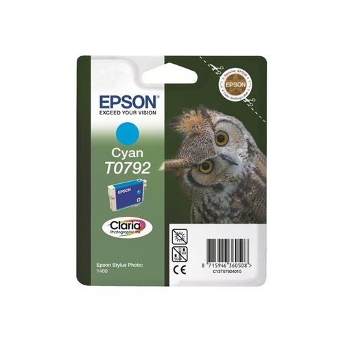 Epson T0792 - 11 ml - cyan - originale - blister - cartouche d'encre - pour Stylus Photo 1500, P50, PX650, PX660, PX700, PX710, PX720, PX800, PX810, PX820, PX830