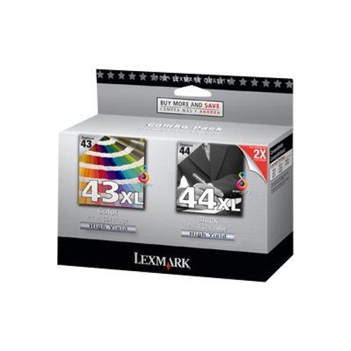 Lexmark Combo Pack #43XL + #44XL - Pack de 2 - noir, couleur (cyan, magenta, jaune) - original - blister avec alarme acoustique / électromagnétique - cartouche d'encre - pour Lexmark X4850...