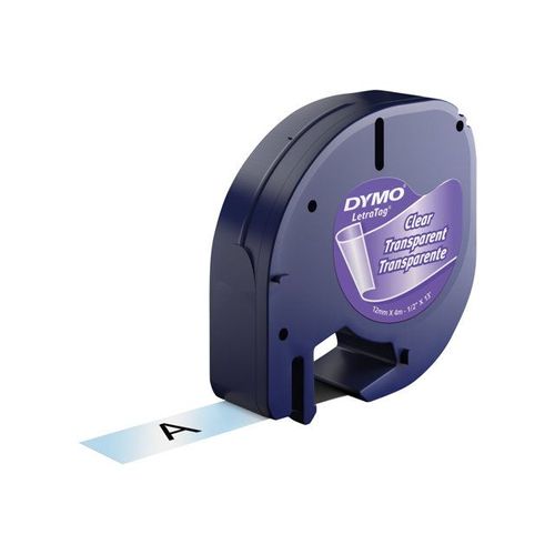 DYMO LetraTAG - Ruban plastique - transparent - Rouleau (1,2 cm x 4 m) 1 rouleau(x) - pour LetraTag LT-100H, LT-100T, QX50, XR