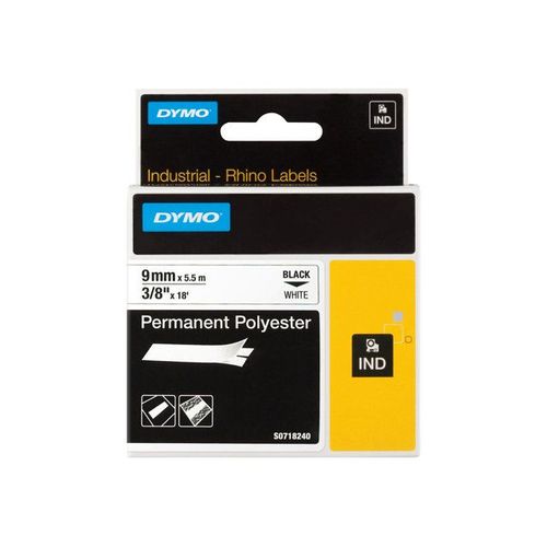DYMO Rhino - Ruban de polyester permanent - noir sur blanc - rouleau (0,9 cm x 5,5 m) 1 rouleau(x) - pour Rhino 4200, 6000, 6000 Hard Case Kit