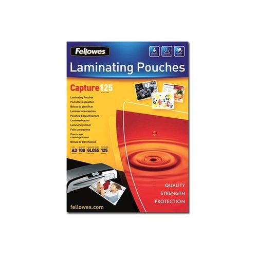 Fellowes Laminating Pouches Capture 125 micron - 125 microns pack de 100 - brillant - transparent - A3 (297 x 420 mm) pochettes plastifiées