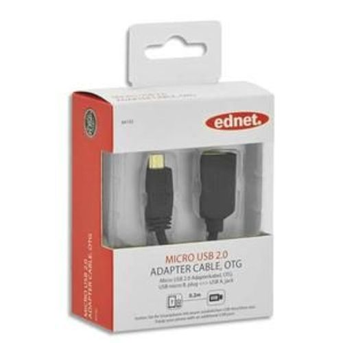 Ednet - Adaptateur USB - Micro-USB de type B (M) pour USB (F) - USB 2.0 OTG - 20 cm - moulé - noir