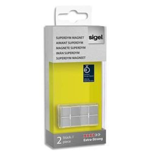 Sigel Aimants Sdym C10 Cube Couleur Argent. Env. 15fles (A4, 80g) 20x10x20 Mm, 2 Pc