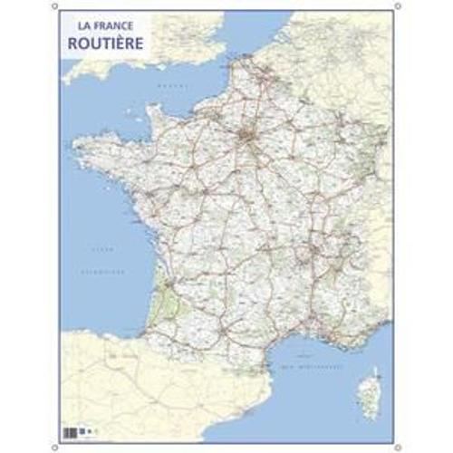 Cbg Carte Murale Route De France - Pelliculée Format 66 X 84,5 Cm - 4 ¿Illets Pour Suspension