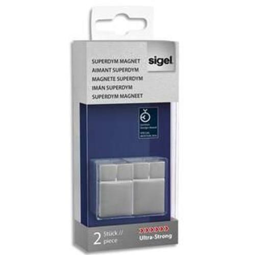 Sigel Aimants Sdym C30 Cube Couleur Argent. Env. 35fles (A4, 80g) 20x30x20 Mm, 2 Pc