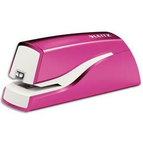Leitz Agrafeuse Électrique Rose 10 Feuilles Utilisation Intensive Alimentée Par Pile, Portable