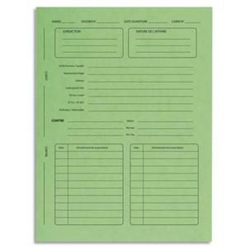 Exacompta Paquet De 25 Dossiers De Procédure Pré-Imprimés, En Carte 265g. Coloris Vert.