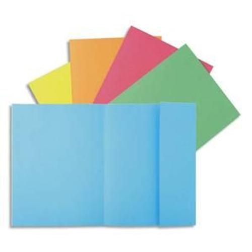 Exacompta Paquet 100 Chemises 1 Rabat Carte 160g Super 180. Coloris Assortis Bleu/Bulle/Jaune/Rose/Vert