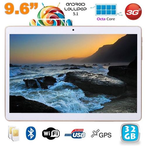 Tablette 3G 9.6 Pouces Android GPS Octa Core Ram 2Go Bluetooth 32 Go Blanc + SD 64Go YONIS