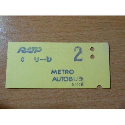 Ancien Ticket Jaune De Métro Autobus Ratp 2 Ème Classe Marque Page Oblitéré